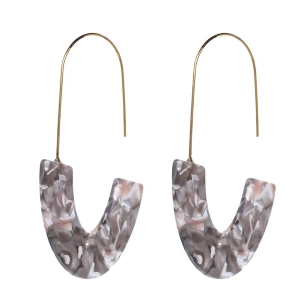 Boho Grey Resin Acrylic Drop Earrings Christmas Gift